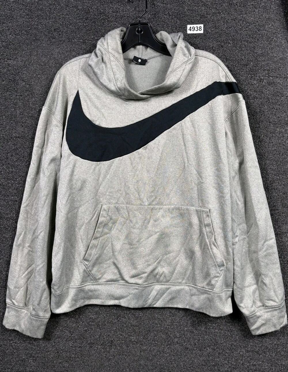 Nike Therma Dry Fit Graphic Logo Hoodie Sweatshirt Mens Size L CK6458-063 Gray
